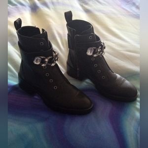 Karl Lagerfeld rhinestone accent combat boots
